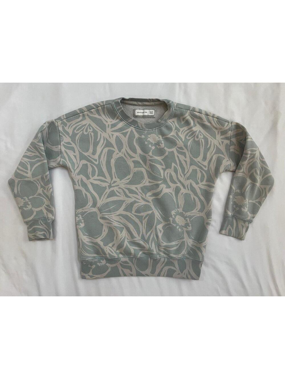 Abercrombie kids girls size 9/10 seafoam/off white floral print sweatshirt